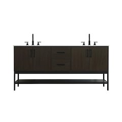 72 Inch Double Bathroom Vanity In Mocha Brown