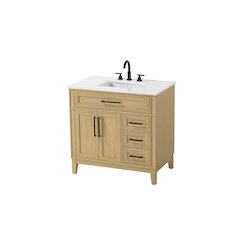36 inch Single Bathroom Vanity in Honey Brown