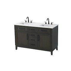 54 inch Double Bathroom Vanity in Mocha Brown