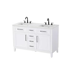 54 inch Double Bathroom Vanity in White