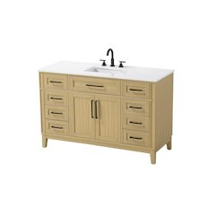 54 inch Single Bathroom Vanity in Honey Brown