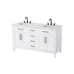 60 inch Double Bathroom Vanity in White