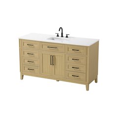 60 inch Single Bathroom Vanity in Honey Brown