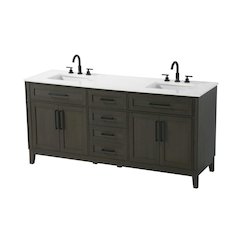 72 inch Double Bathroom Vanity in Mocha Brown