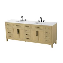 84 inch Double Bathroom Vanity in Honey Brown
