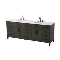 84 inch Double Bathroom Vanity in Mocha Brown