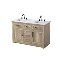 54 inch Double Bathroom Vanity in Natural oak
