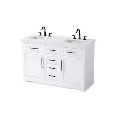 54 inch Double Bathroom Vanity in White