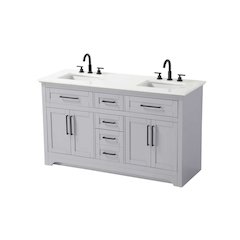 60 inch Double Bathroom Vanity in Grey