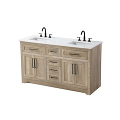 60 inch Double Bathroom Vanity in Natural oak