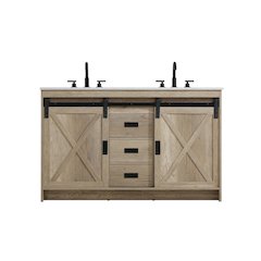 Austin 54 Inch Double Bathroom Vanity In Natural Oak