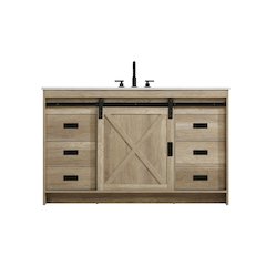 Austin 54 Inch Single Bathroom Vanity In Natural Oak