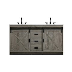 Austin 60 Inch Double Bathroom Vanity In Rustic Grey