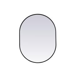 Metal Frame Oval Mirror 27x36 Inch in Black