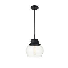 Kenna 1 Light Black Pendant With Clear Glass
