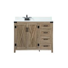 42 inch Single bathroom vanity in natural oak with backsplash
