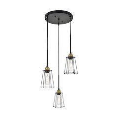Auspice 3 Light Brass And Black Pendant