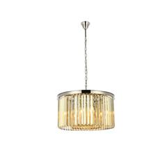 Sydney 8 light polished nickel Chandelier Golden Teak (Smoky) Royal Cut Crystal