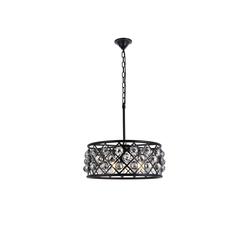 Madison 5 light Matte Black Chandelier Silver Shade (Grey) Royal Cut Crystal