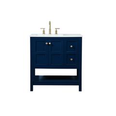 32 inch Single bathroom vanity in blue