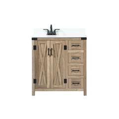 32 inch Single bathroom vanity in natural oak with backsplash