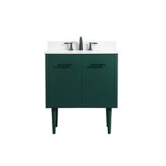 30 inch Single bathroom vanity in green with backsplash