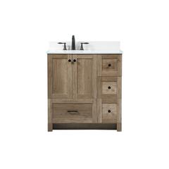 32 inch Single bathroom vanity in natural oak with backsplash