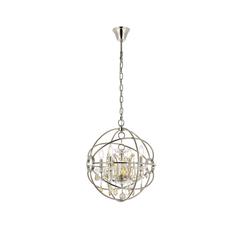 Geneva 4 light polished nickel Pendant Golden Teak (Smoky) Royal Cut crystal