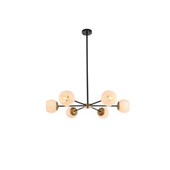 Briggs 36 inch pendant in black and brass with white shade