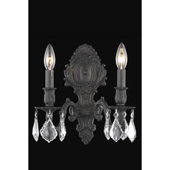 Monarch 2 light Dark Bronze Wall Sconce Clear Royal Cut Crystal