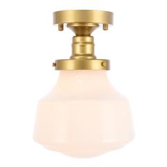 Lyle 1 light Brass and frosted white glass Flush mount