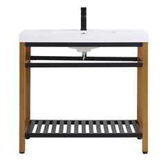 36 inch Single Bathroom Metal Vanity in Golden Black