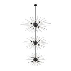 Sienna 46 inch three tiers crystal starburst chandelier in black
