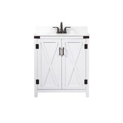 30 inch Single bathroom vanity in white with backsplash