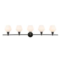 Gene 5 light Black and Frosted white glass Wall sconce