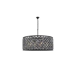 Madison 10 light Matte Black Chandelier Silver Shade (Grey) Royal Cut Crystal