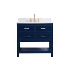 36 inch Single bathroom vanity in blue with backsplash