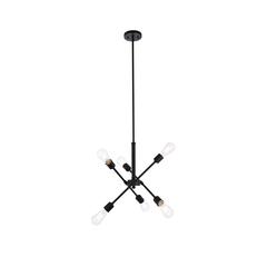 Axel 6 lights black pendant with hanging rod