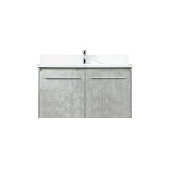 36 Inch Single Bathroom Vanity In Concrete Grey With Backsplash