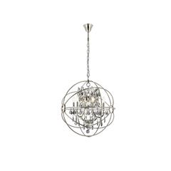 Geneva 6 light polished nickel Chandelier Silver Shade (Grey) Royal Cut crystal