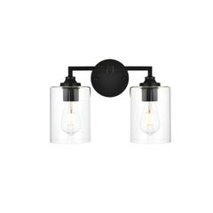 Mayson 2 light Black and Clear Bath Sconce