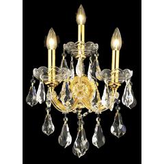 Maria Theresa 3 light Gold Wall Sconce Clear Royal Cut Crystal