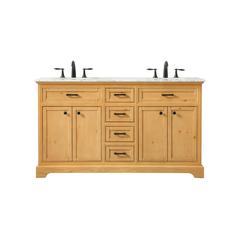 60 inch double bathroom vanity in natural wood