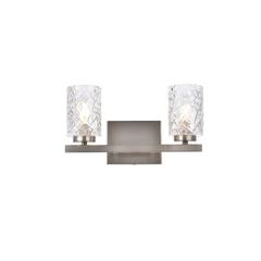 Cassie 2 lights bath sconce in satin nickel with clear shade