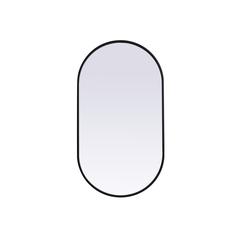 Metal Frame Oval Mirror 20x36 Inch in Black