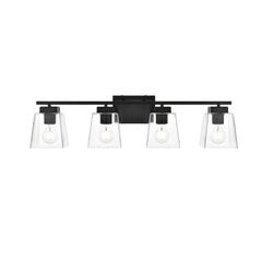 Merrick 4 light Black and Clear Bath Sconce