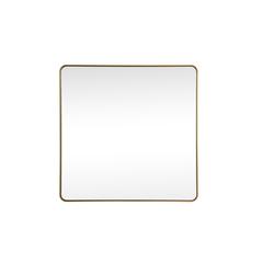 Soft corner metal square mirror 42x42 inch in Brass