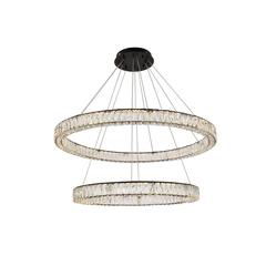 Monroe 42 inch LED round double ring pendant in black