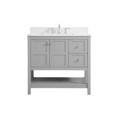 36 inch Single Bathroom Vanity in Gray with Backsplash
