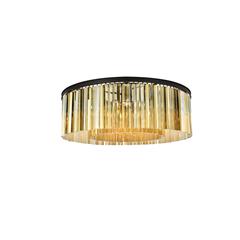 Sydney 10 light Matte Black Flush Mount Golden Teak (Smoky) Royal Cut Crystal